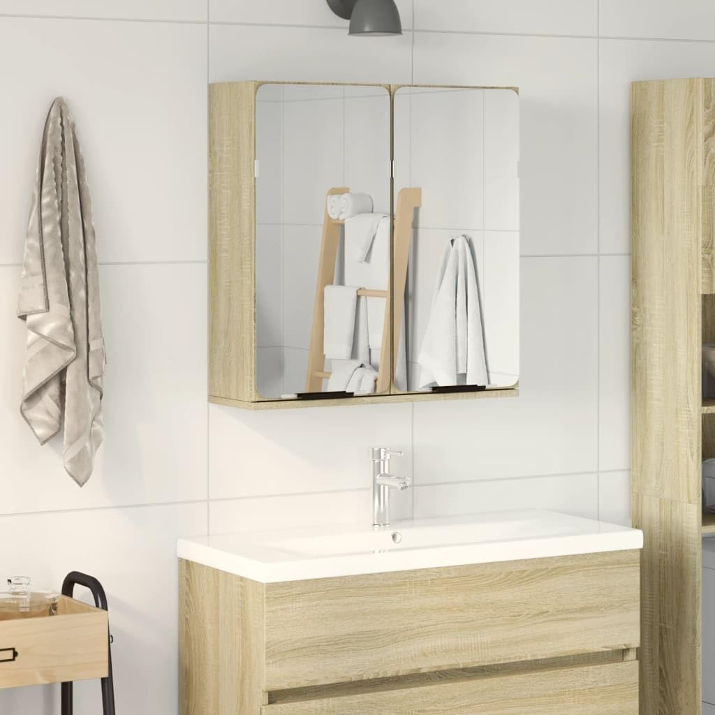 vidaXL Mueble Espejo de baño Madera Roble Sonoma 64,5x20x66,5 cm