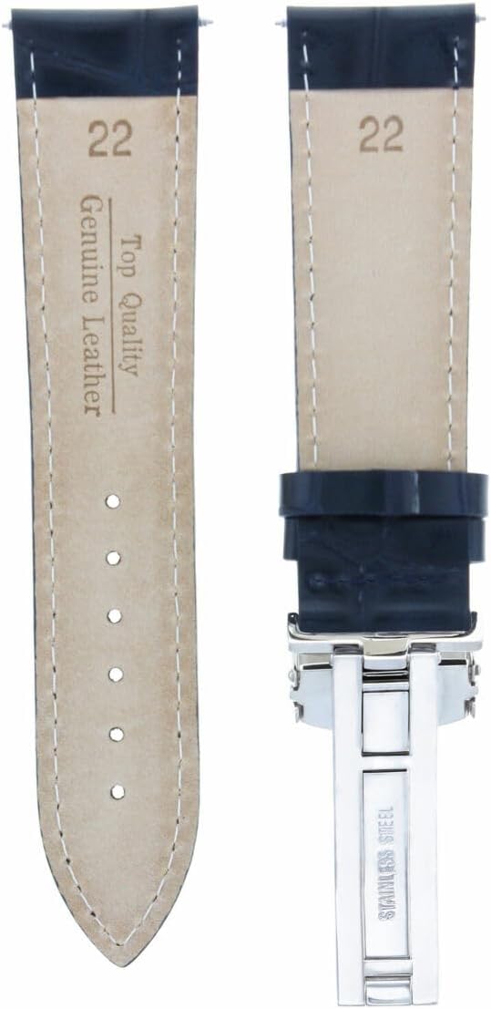 Ewatchparts 17-24mm Leather Watch Band Strap With Deployment Clasp Compatible With Rolex #1