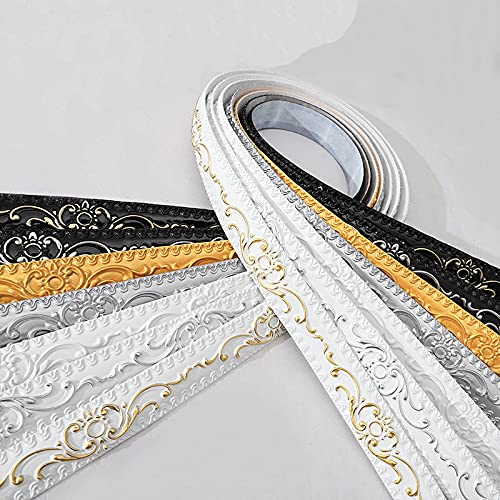 Flexible Molding Trim For Wall, Mirror, Cabinet Edge Rope Molding 1.4 X 120", 0.3" Thickness,Self-Adhesive (White) #TOP5