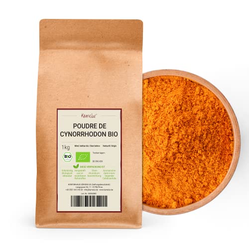 Kamelur Poudre de Cynorrhodon Bio - 1kg - cynorrhodons moulus de qualité crue, sans additifs et issus de l'agriculture UE