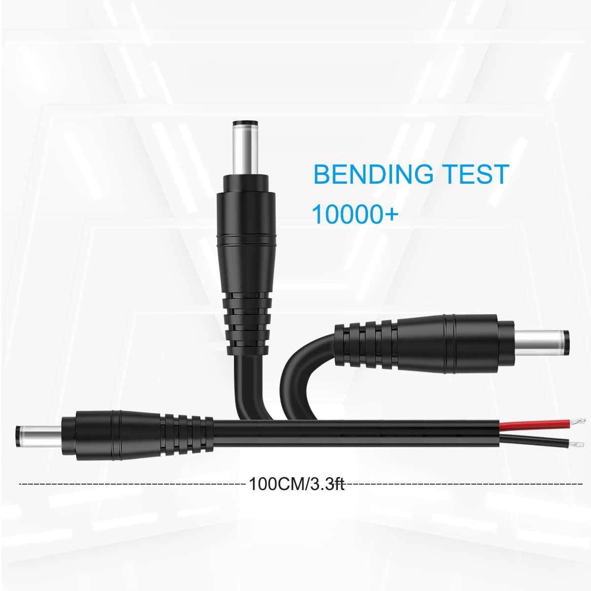 DC Power Pigtail Cable,18AWG DC Plug Barrel Connector Male 2.1mm x 5.5mm Male Plug to Bare Wire Open End Power Wire Supply Repair Cord for CCTV Security Camera,12V 24V 36V Adapter 3FT (18AWG) - Image 4