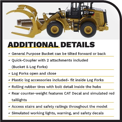 Modelo Caterpillar 950M a escala 1:64 con accesorios miniatura 5