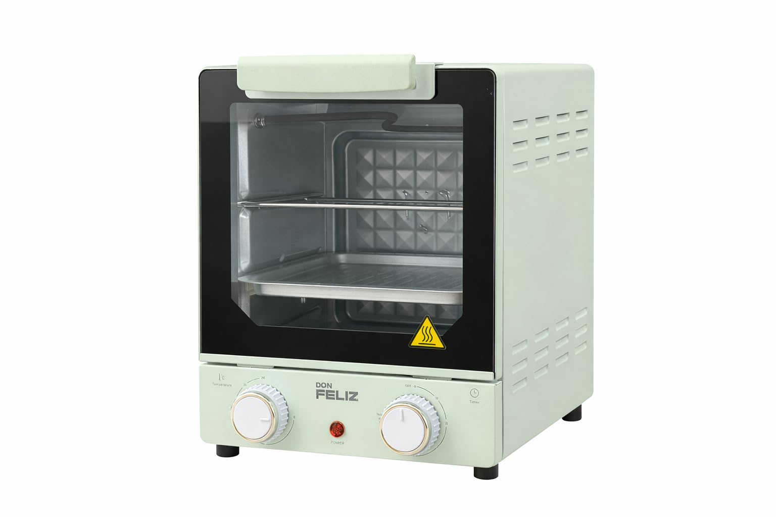 Horno Vertical Compacto 15L con Puerta de Vidrio Transparente, Control de Temperatura Ajustable, Temporizador 60 Minutos, 235x240x315mm, Don Feliz