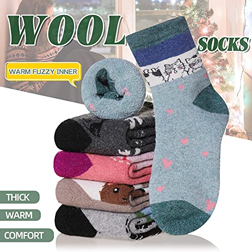 Image of Velice Wool Socks for Women Merino Wool Boot Hiking Thick Thermal Warm Winter Crew Cushion Cozy Work Socks 5 Pairs