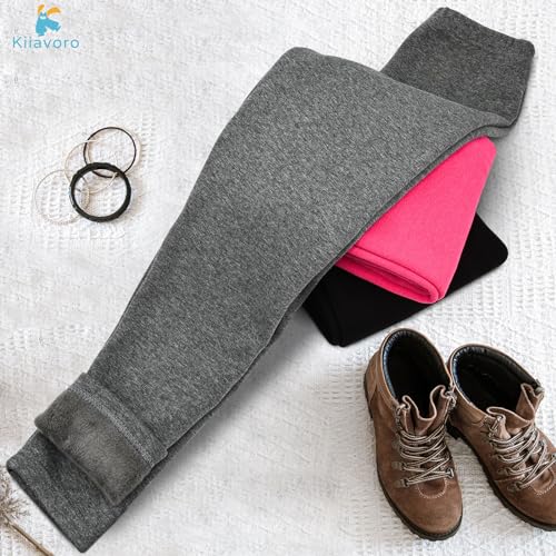 3 Pack Girls Fleece Lined Leggings Cotton Kids Winter Warm Leggings Thick Thermal Tights Pants4