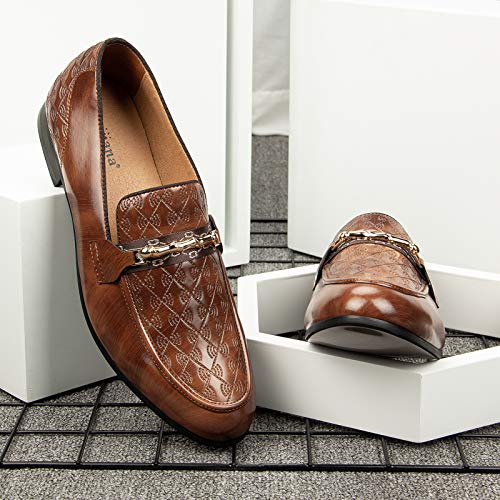 Image of Meijiana Men's Fashion Classic Microfiber PU Leather Loafers and Weeding Dress Shoes for Men