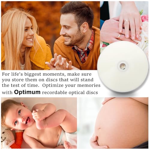 Image of OPTIMUM DVD-R Blank Disc 4.7GB 16x Moisture Resistant White Inkjet Hub Printable Recordable Media - 100 Pack (no Container) Blank DVD Discs
