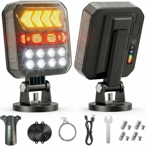 Wireless Trailer Lights - Turn/Brake/Tail/Reverse Modes, Magnetic Towing Lights with Reflectors, 100FT 2.4GHz, USB-C Rechargeable, Solar IPX6 Waterproof for Truck, Boat