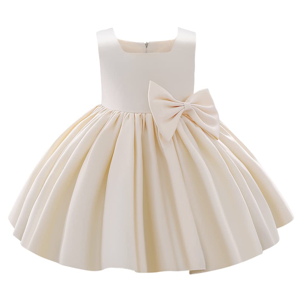 IBAKOM Mädchen Bowknot Tutu Prinzessinnen-Kleid für Mädchen, zum Geburtstag, für Hochzeit, Taufkleid, champagne, 18-24 Monate