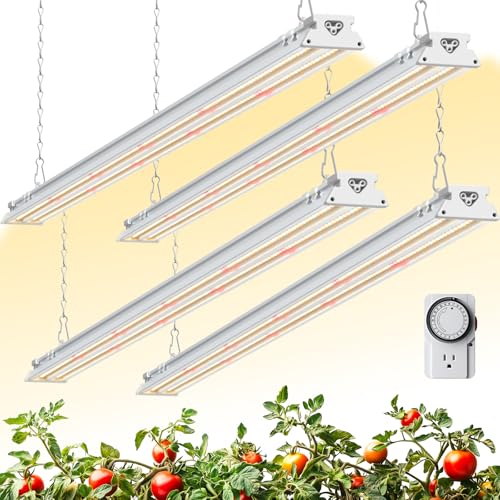 Image of Barrina TX-S60 4FT Grow Light for Indoor Plants, 240W(4 x 60W, 1680W Equivalent), High PPFD, Full Spectrum with 660nm Red LEDs, Mechanical Timer, Linkable, Hanging Plant Light for Seedling, 4 Packs