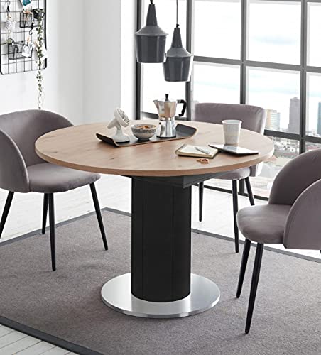 storado.de Esstisch ausziehbar schwarz asteiche 110x78 cm Big System Rund Säule 110 Auszug Cover