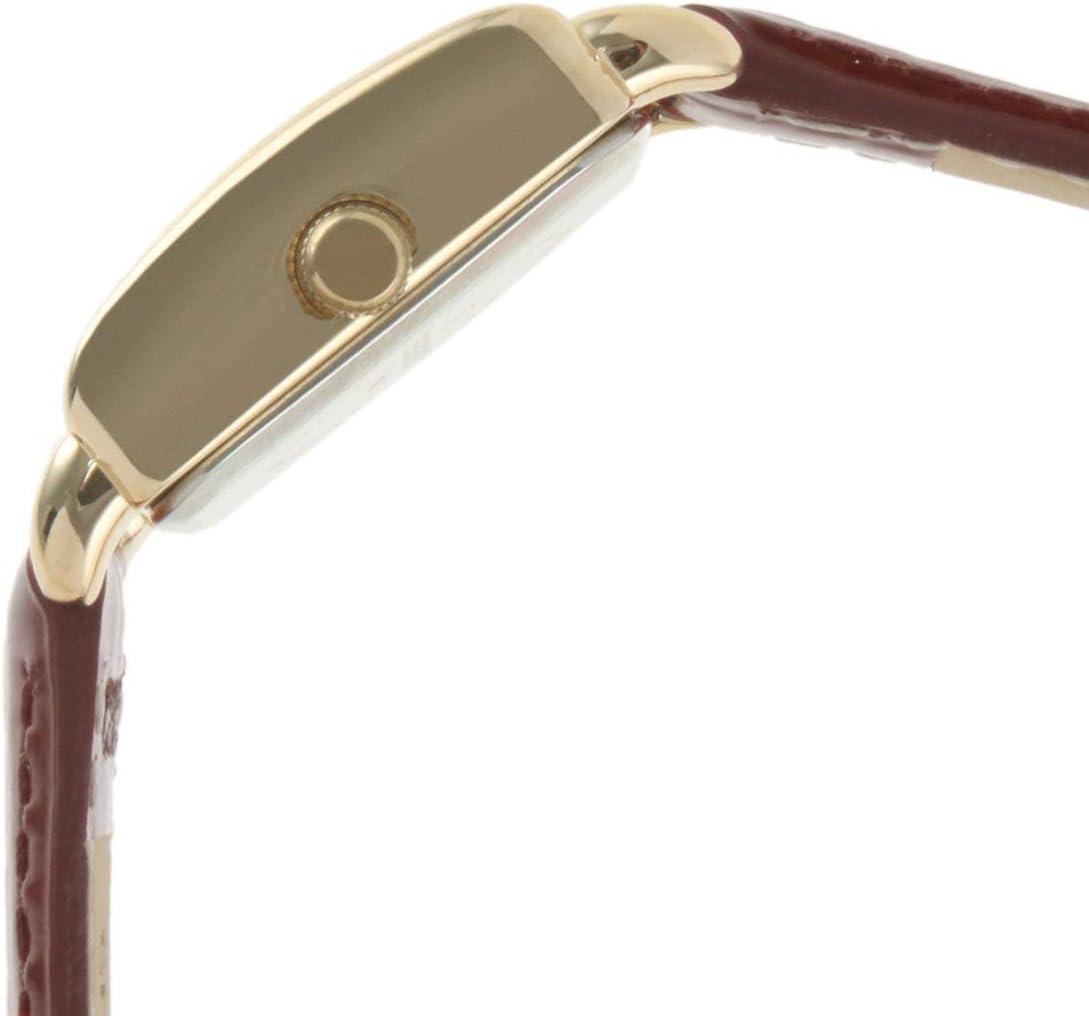 Women's 20mm Square Watch with Glossy Red Leather Strap - Image 4