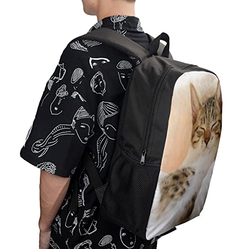 Sac à dos imprimé en 3D grand format 17 pouces avec motif chat rigolo
