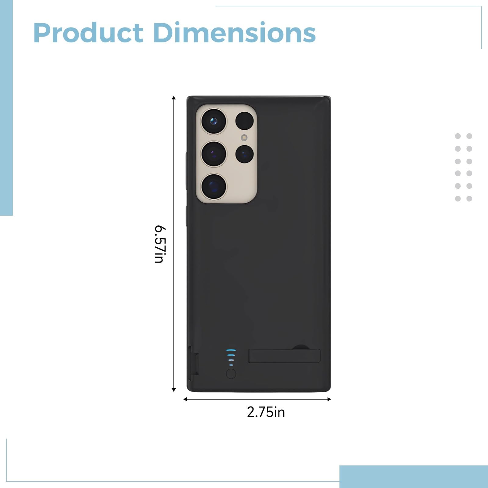 PONDON 5000Mah Power Bank Custodia per S25 S24, Design Sottile Con Cavalletto, Indicatore LED, 6.6 X 2.8 X 0.6 In, Brevetto Di Design
