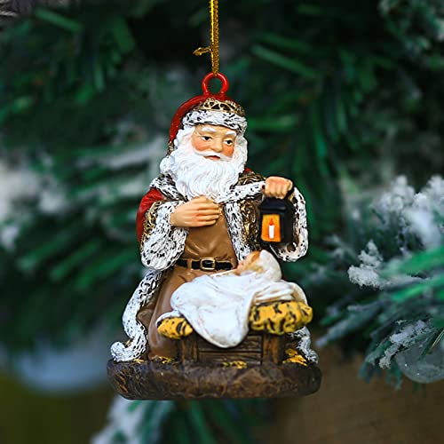Estátua De Velho De Natal VTOSEN, Pingente De Decoração De árvore Em Forma De Lanterna Pintada à Mão