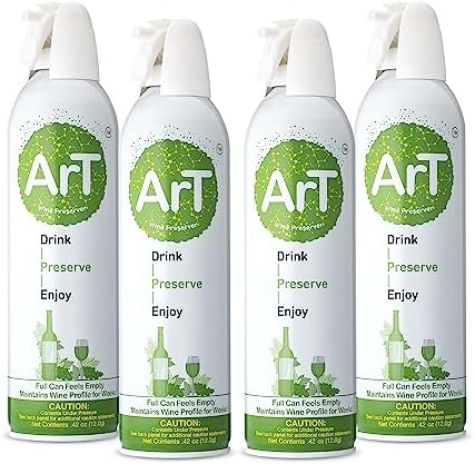 ArT Wine Preserver - Comes with a Wine Bottle Stopper, Preserves Fortified White & Red Wine, Functional & Modern Wine Accessories, Essential Gift for Wine Lovers, 4-Pack, 0.42 oz.