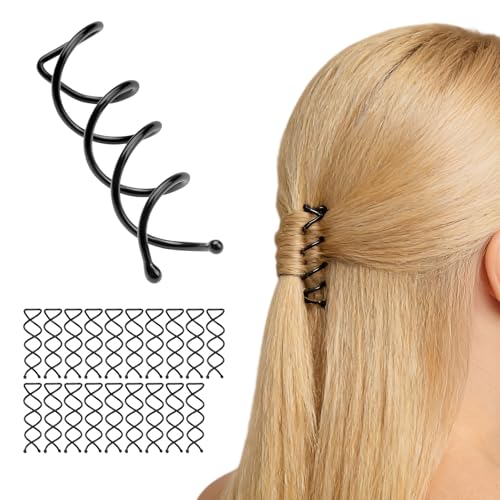 20 PzForcine per Capelli Chignon, Fermagli a Spirale per Capelli Intrecciate, Forcine a Spirale per Capellio, Forcine a Spirale in metallo nere con punte rotonde per acconciature fai da te da donna