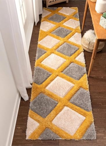 Image of Warm & Welcoming Shaggy Rug - 2x6 ft Runner for Hallway and Bedroom with Soft Texture and Modern Appeal
