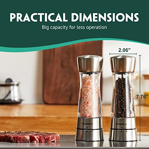 Kuchecraft Pepper Grinder - Easy Grip Pepper Mill Grinder Or Salt Grinder Refillable - Stainless Steel Peppercorn Grinder With Upgraded Grinding Precision thumb #6