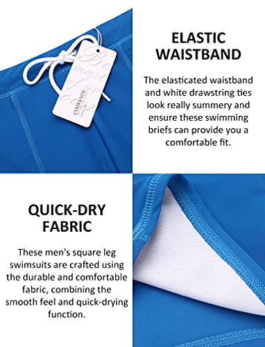 Coofandy Men Retro Swimsuit Solid Blue Square Leg Swim Briefs (Deep Sky Blue S) #TOP2