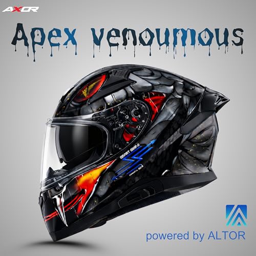 Image of Axor X Altor Apex Venomous Smart Helmet - Bluetooth, High-Impact, Scratch-Resistant Visor, Sensor- Black Grey, L