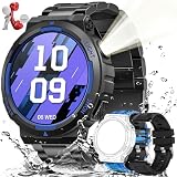 Military Smart Watches for Men (Answer/Make Call) 1.53' Tactical Smartwatch with LED Flashlight 100+Sport Modes 3ATM Waterproof Fitness Tracker with Sleep/Heart Rate Monitor for iOS Android (3 Straps)