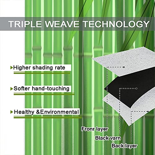 3D Bamboo Print Curtains, Chinese Bamboo Leaves Tree Window Treatments For Living Room, Nature Woods Bamboo Stems Curtain Drapes 2 Panel Sets, 42X54 Inch #TOP6