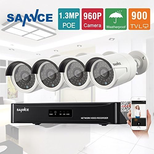 Amazon Sannceﾂｮ 4CH 960P PoE NVR CCTV Camera System with 4x 1.3MP