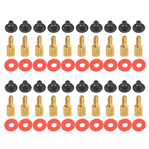 KSTZGTA Golden Motherboard Riser+Phillips Flat for Head Screws Computer Washers 6.5mm 6-32-M3 Brass Standoff 20 Splitter Extension Cable Adapter Card Reader Converter Drive Cord Base Case