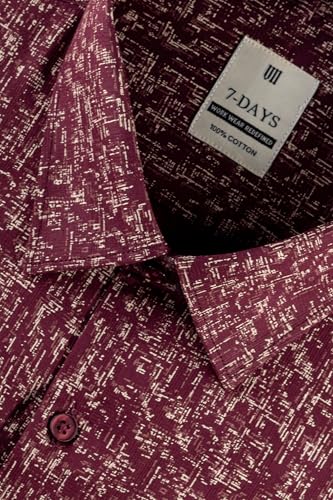 Image of 7-DAYS Men's Premium Printed Shirt - 100% Cotton, Regular Fit, Full Sleeve, with Pocket - Versatile for Formal Occasions and Casual Wear