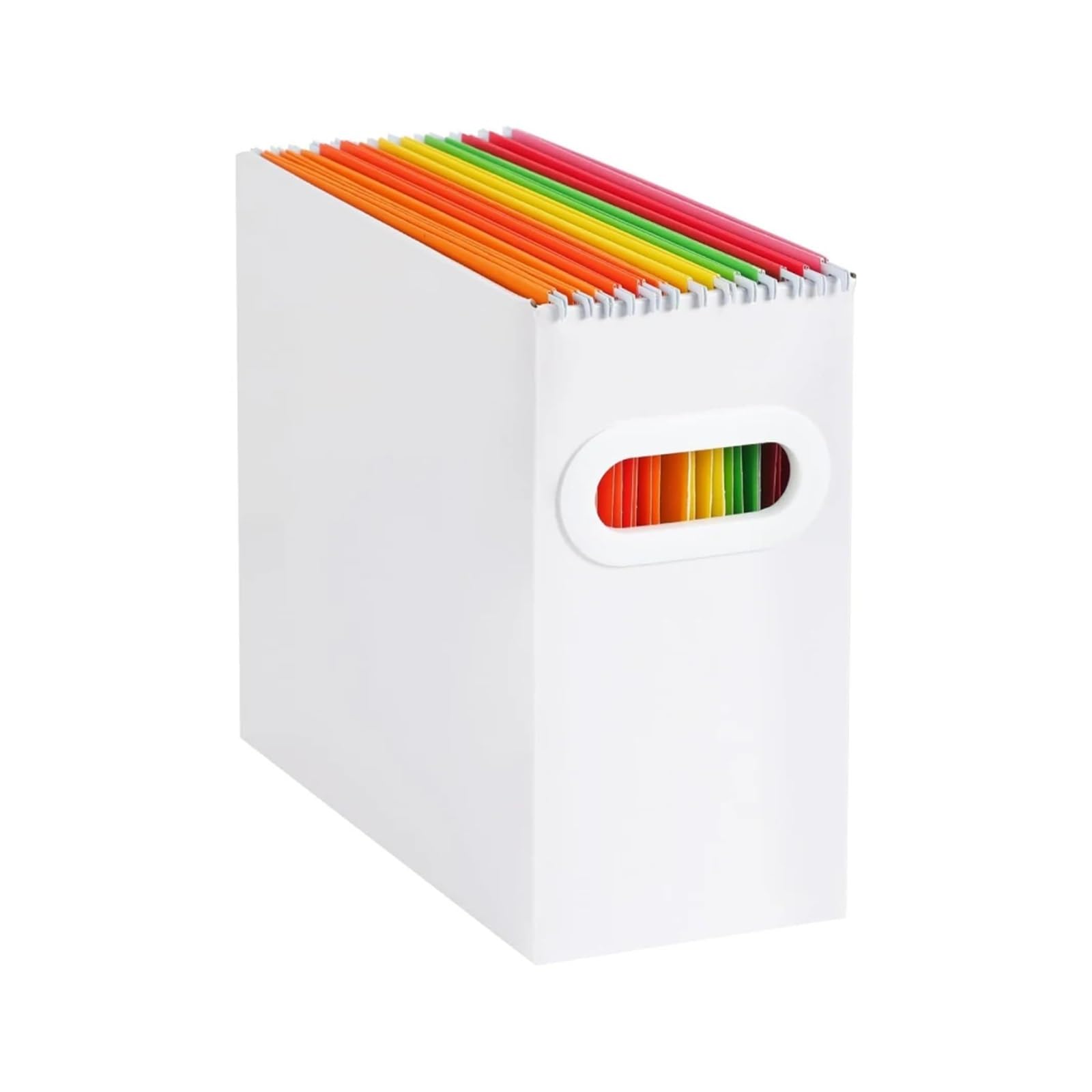 Caja Archivador Caja de archivo plegable 2 piezas con asa metal, diseño sin tapa, caja almacenamiento que ahorra espacio, organizador archivos for cuadernos, revistas, documentos(White)