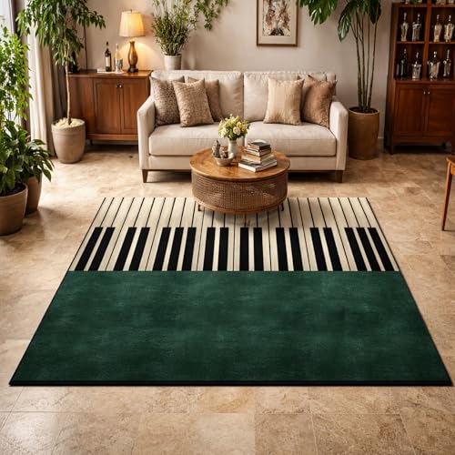 Alfombra fácil cuidado verde geométrica moderna de 120 x 200 cm 2