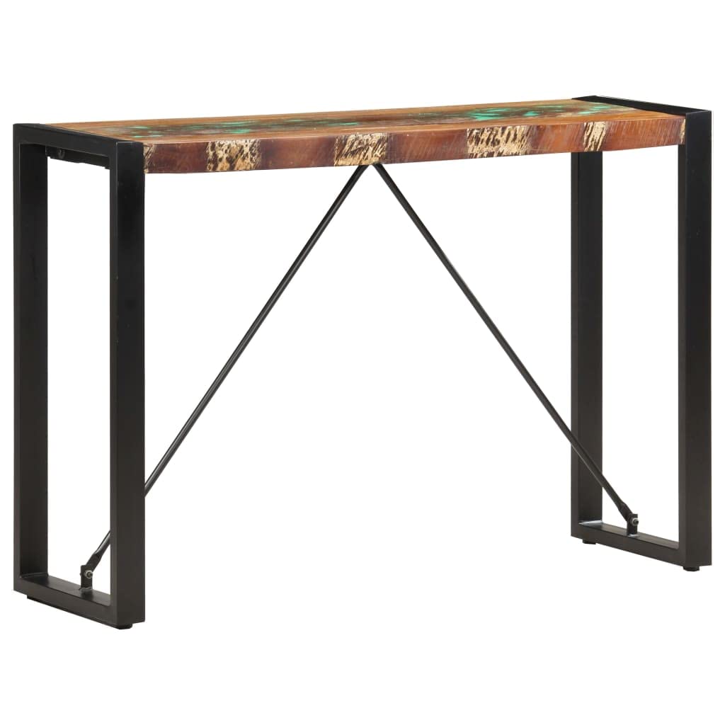 SXZenSpace Console Table 110x35x76 cm Solid Reclaimed Wood & Steel Legs Vintage Industrial Hallway or Sofa Side for Living Room Bedroom Corridor