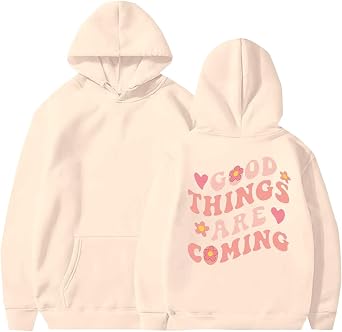 HOOUDO Girls Womens Puff Hoodies Cute Aesthetic Graphic Printed Long Sleeve Pullover Sweatshirts Preppy Clothes Teen Girls Thermounterhemd Pullover Schulterfrei