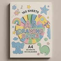 Sixstore 160 Sheets of Drawing Paper A4 Size, 80 White & 80 Coloured for Kids Craft Colouring Art Hobby, Premium Art Paper for School Projects