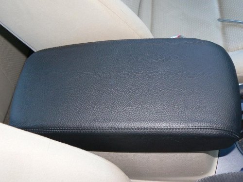 RedlineGoods armrest Cover Compatible with Mazda 6 2003-08. Tailor Made - not Universal. Genuine top-Grade Italian Black Suede (Alcantara) with Red Thread