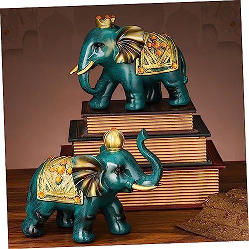Éléphant couple résine turquoise décoration maison de luxe