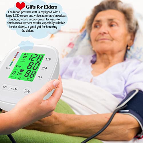 Upper Arm Blood Pressure Monitor, Usb Rechargeable Accurate Automatic Arm Cuff Digital Bp Machine With Power Cable, Large Lcd Display, Voice Broadcast,Pulse Rate Monitoring Meter For Home Use (White) #TOP6