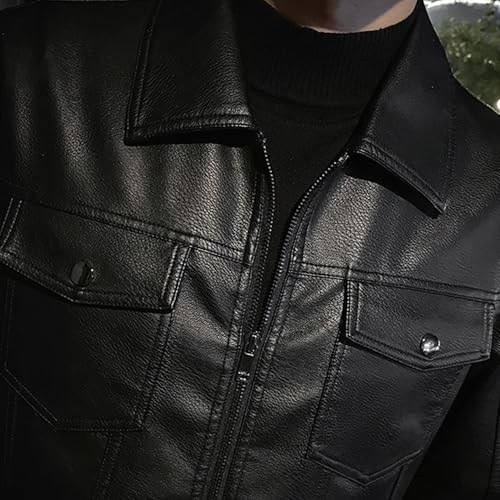 Chaqueta Bomber de Cuero Negra Para Hombre Talla 5X-Large miniatura 2