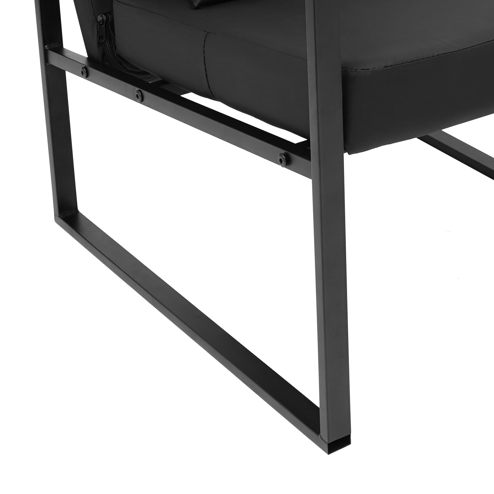 Sillón de salón moderno para el salón, sillón con cojín, diseño ergonómico, funda de piel sintética, cojín de espuma gruesa, marco de metal resistente a los arañazos, oficina, dormitorio, rincón de