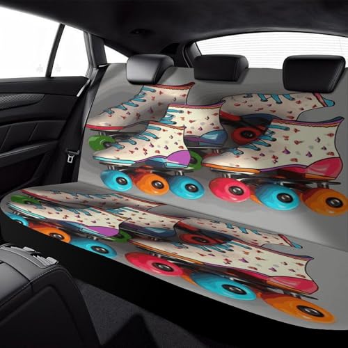 Funda de asiento trasero para coche y SUV duradera con patines de ruedas retro 6