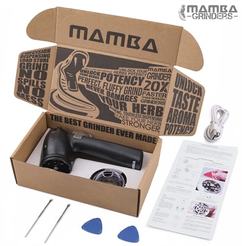 Image of Mamba Lite Electric Spice Grinder, USB-C Rechargeable Kitchen Grinder for Dried Culinary Herbs and Seasonings, Black