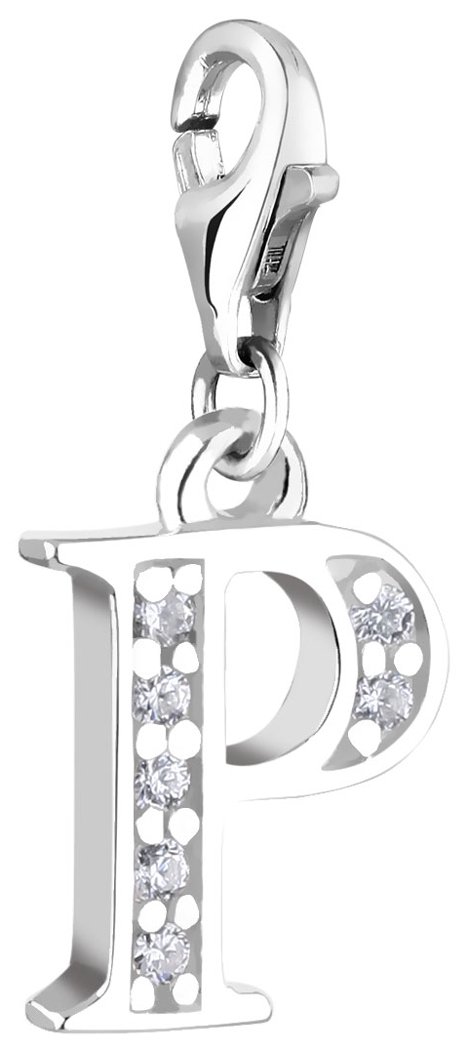 Nenalina Buchstabe P Karabiner Charm Anhänger Bettelarmband 925 Silber
