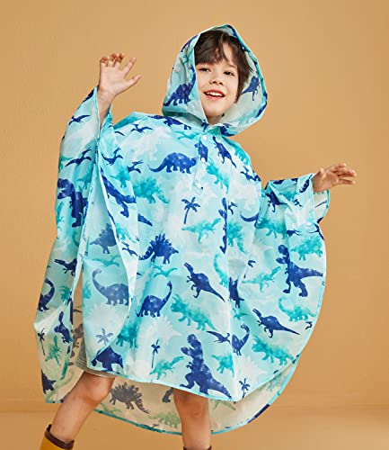 Image of WAWSAM Lightweight Rain Poncho Kids, Ponchos for Kids Waterproof Reusable Hooded, Kids Poncho Rain Jacket for Boys and Girls