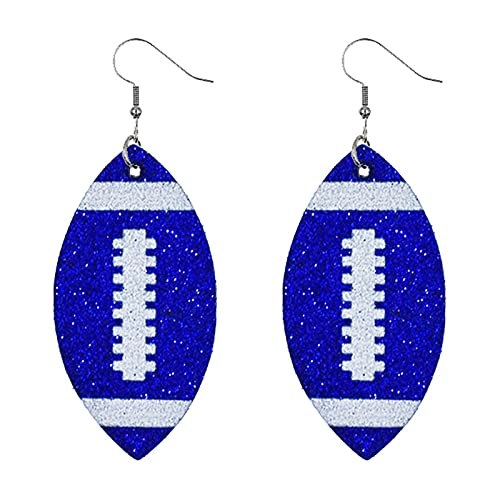 Leather Rugby Dangle Drop Earrings Colorful Glitter Faux Leather American Football Earrings for Women