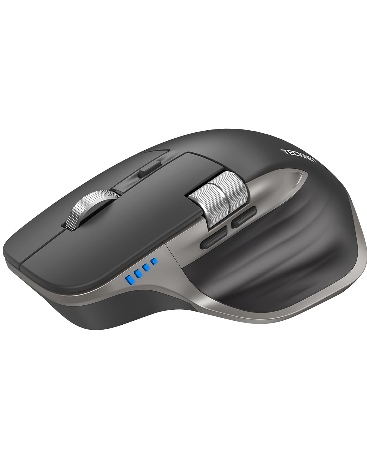 Photo 1 of TECKNET Wireless Mouse, Bluetooth Mouse (BT5.3/5.0 & 2.4G) Rechargeable Ergonomic Optical Mouse with 6 Adjustable DPI, Side Scroll, Quiet Clicks, USB A Receiver, 7 Buttons, Wide Compatibility - Grey
