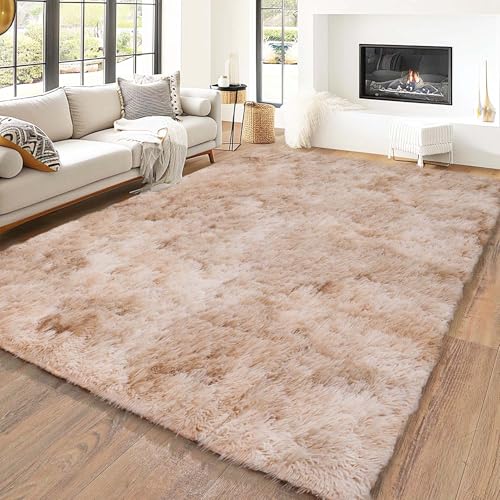 MOONLIGHT20015 Area Rugs for Living Room Bedroom Tie Dye Brown, Non Slip Throw Rug 4x6 Feet Indoor Floor Carpet, Fuzzy Shag Rug for Nursery Girls Boys Kids Rooms, Dorm, Lounge, Home Décor Aesthetics