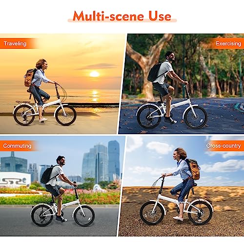 7 Speed Folding Bike, 20-Inch Foldable Bike Height