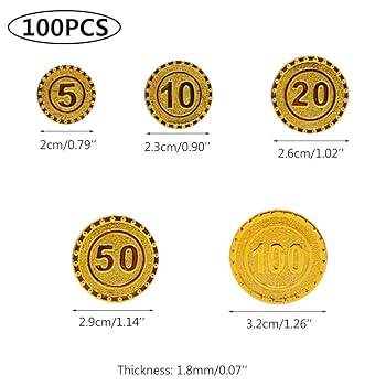 Amazon.co.jp: 100個 プラスチック 金 コイン パイレーツ 宝