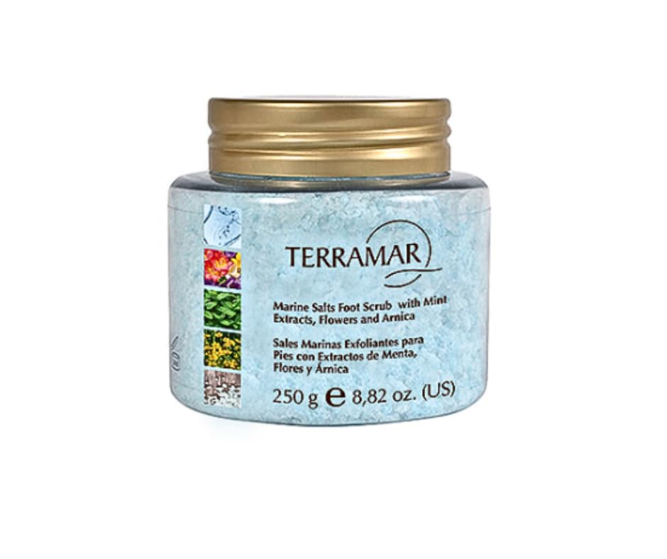 Sales Marinas Exfoliantes para Pies con Extractos de Menta, Flores y Árnica 250 g. / 8,82 oz.